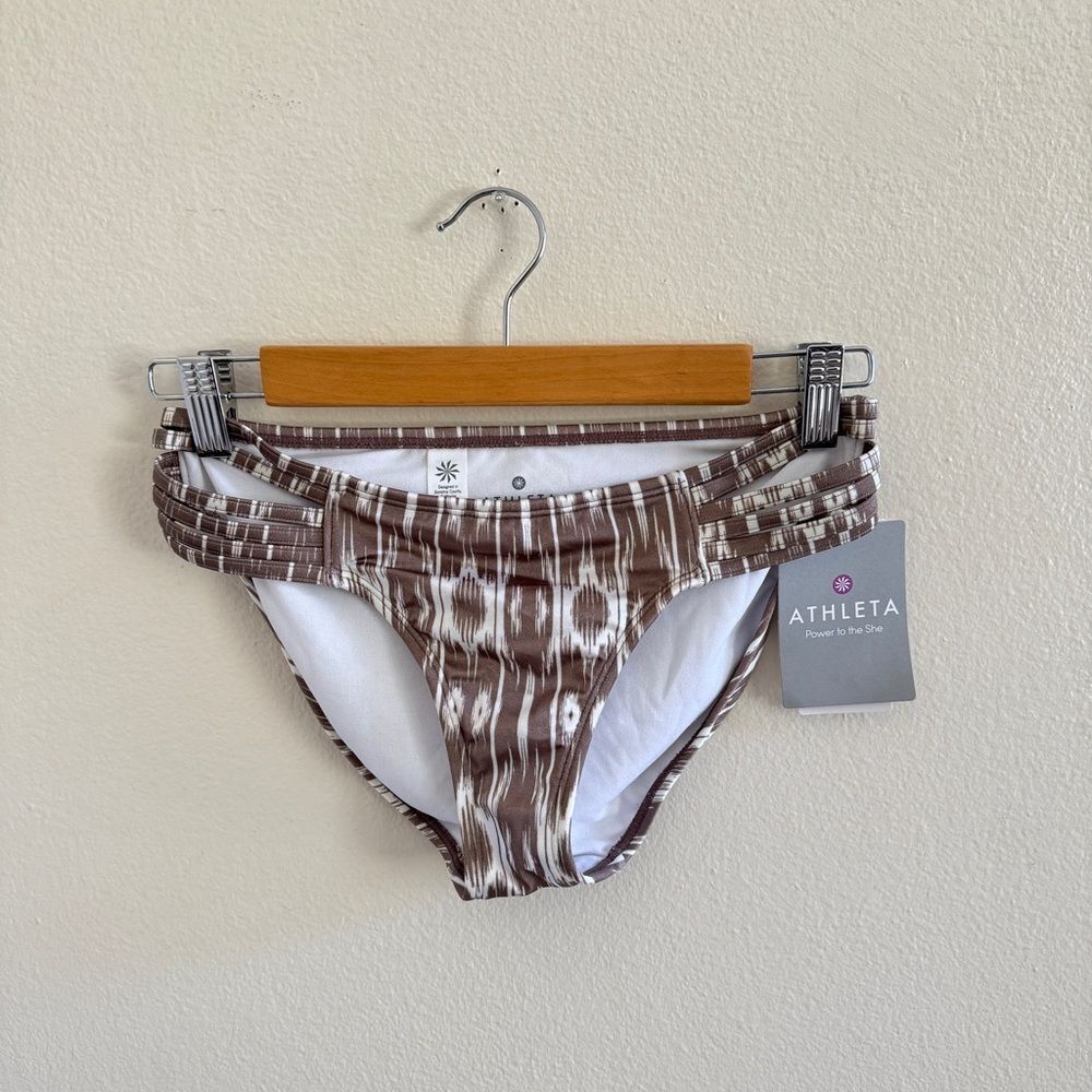 NWT Athleta Aqualuxe Printed Strappy Bikini Bottom S